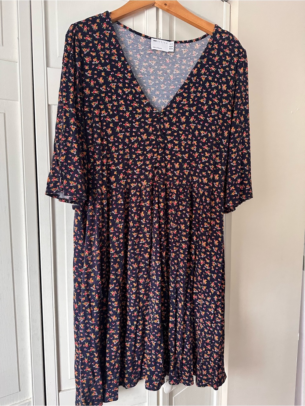 ASOS Navy Floral V-Neck Dress